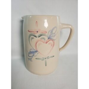 Vintage Hearts Pitcher/Jug•Melinda Hart Signed•Marshall TX Ellis Prod. Pottery